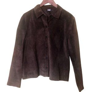 Chocolate Brown Suede Shacket Shirt Jacket Size Large